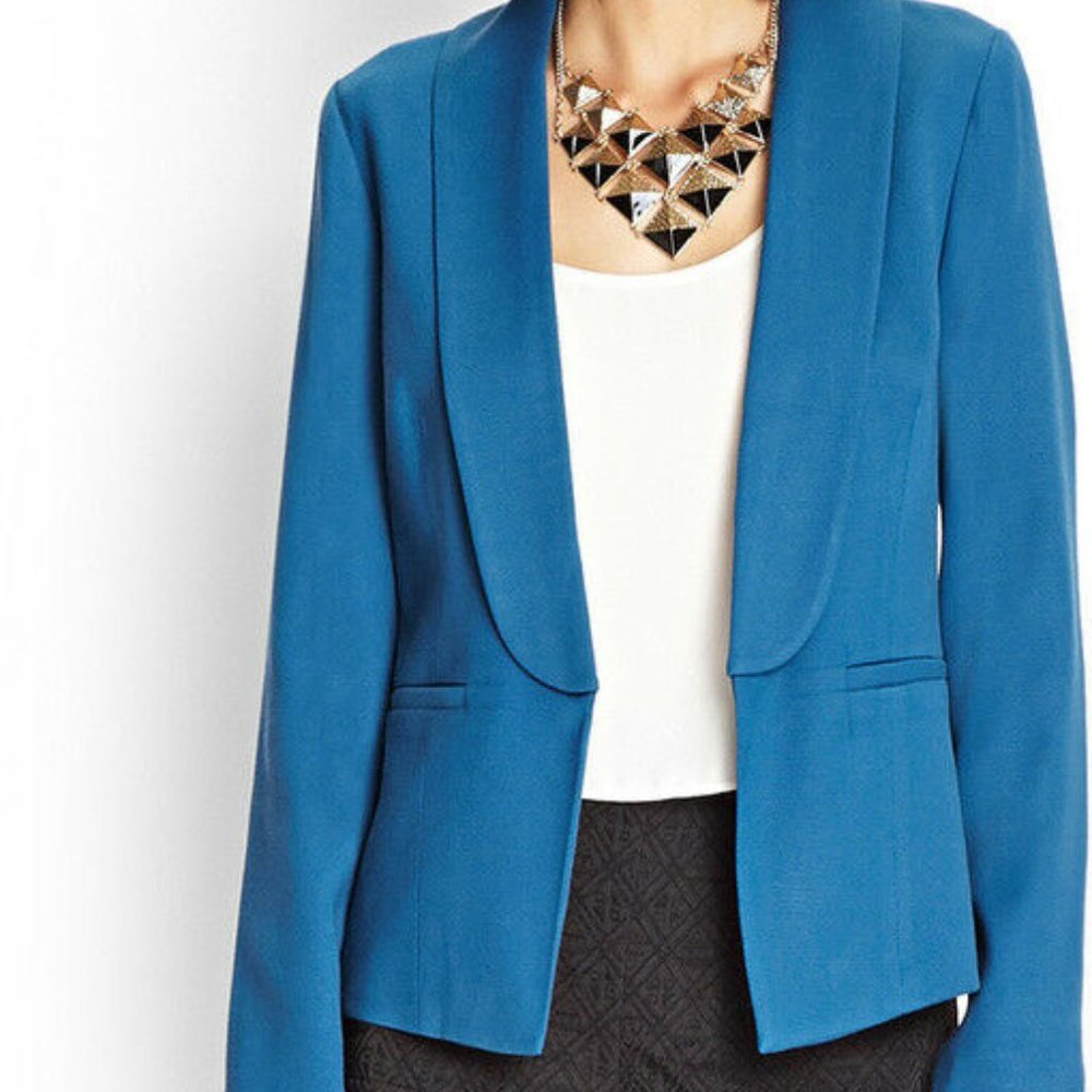 Forever 21 CONTEMPORARY Textured Woven Blazer Teal
